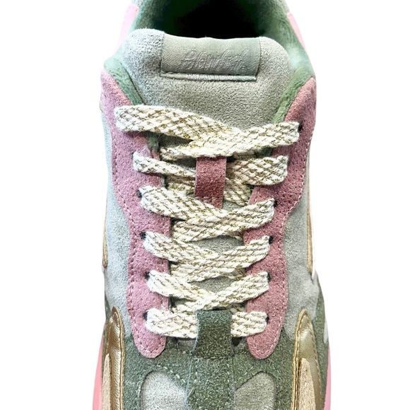 Blowfish Suede Sneakers Women’s 10 Chunky Pink Green Retro Metallic Platform - Picture 6 of 13